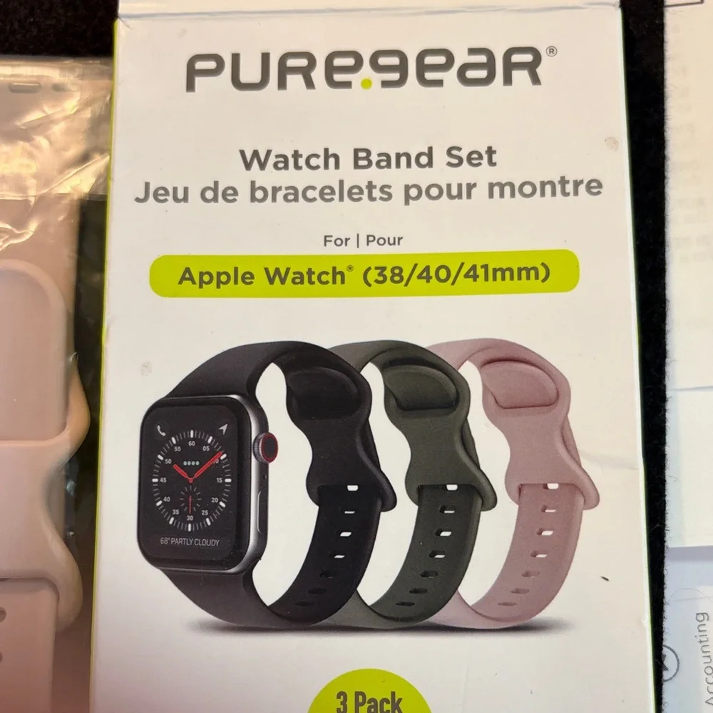 Silicone Watch Band Set for Apple Watch - Green, Pink, Black